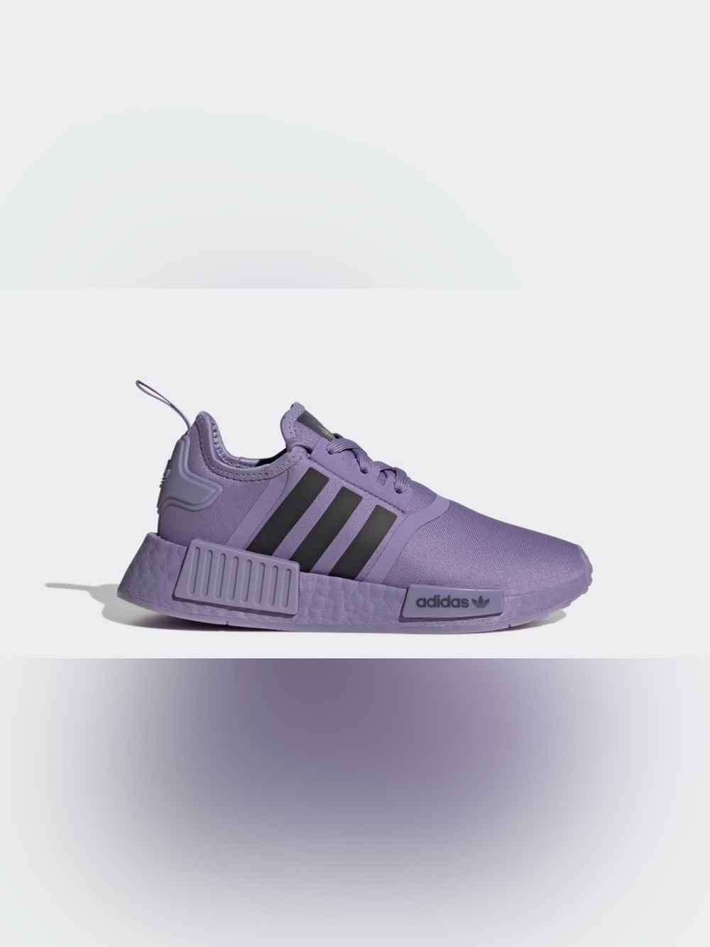 NMD_R1 SHOES Adidas Lavender Low-Top Sneakers with Black Stripes 5.5 SZ